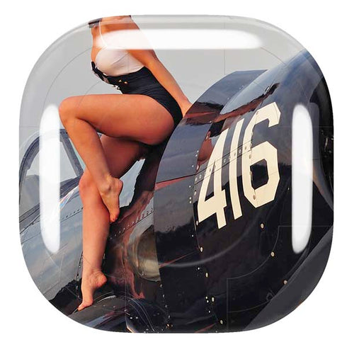 1940s Navy Pin-Up Girl On Corsair Fighter Plane Galaxy Buds Pro Skin